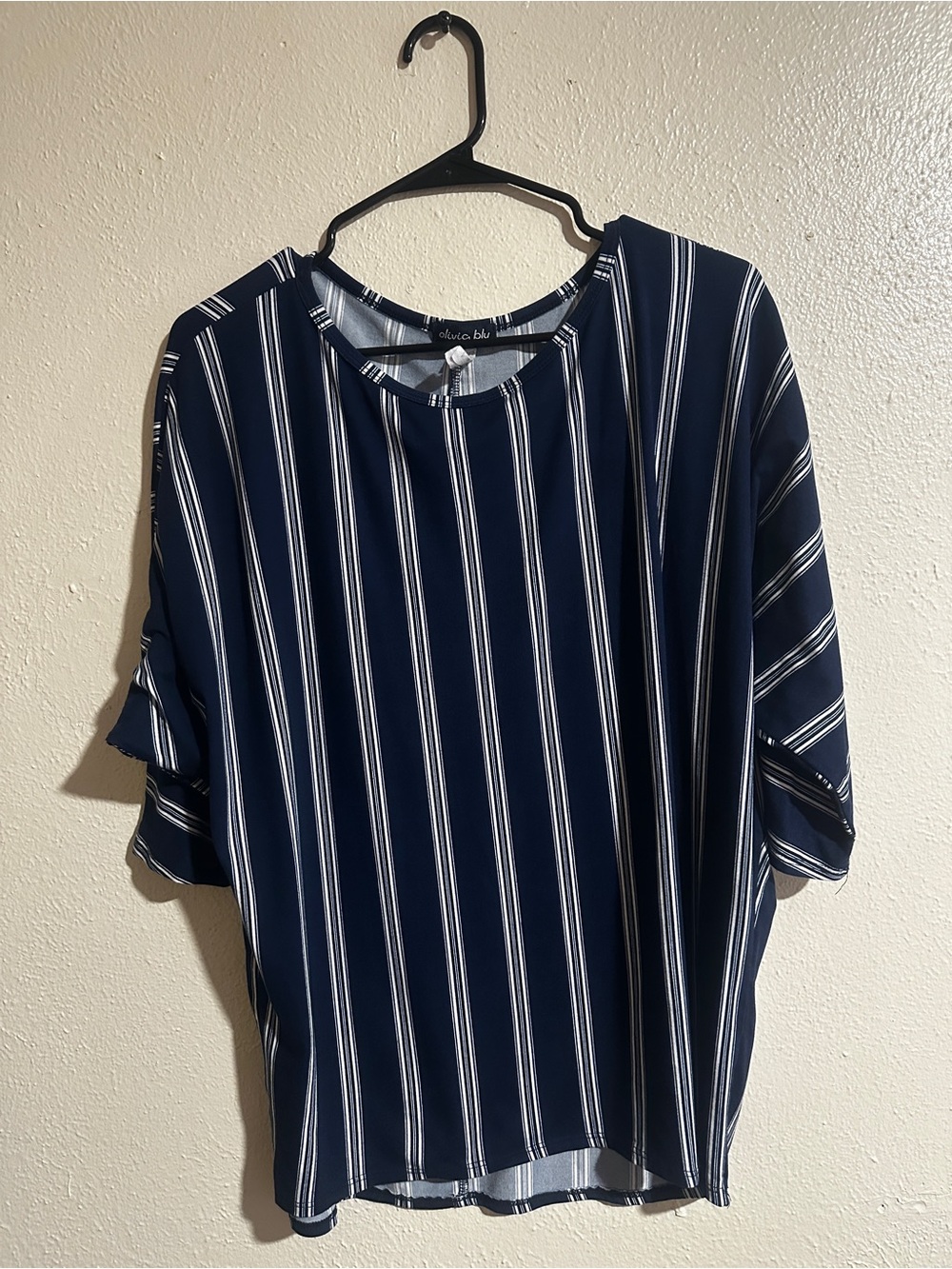 Silver Jeans Navy and White Vertical Stripe Blouse